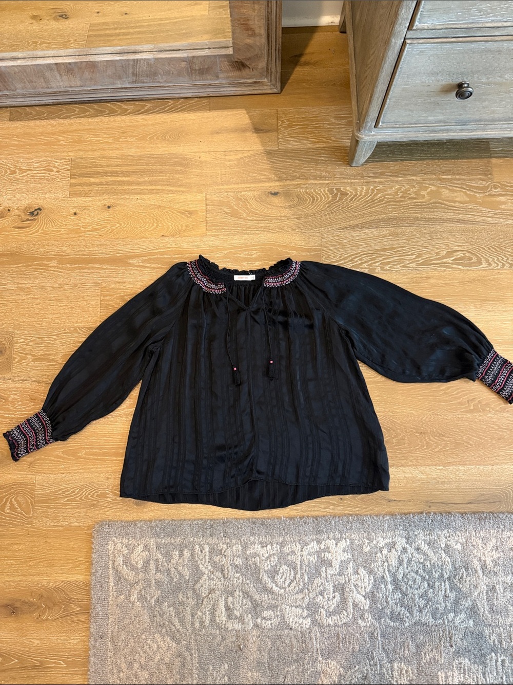 Johnny Was Folk Smock Silk Blouse Size Medium